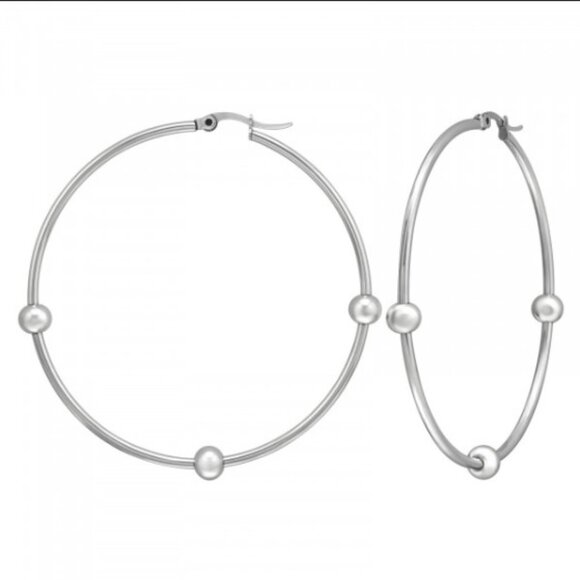 Stainless Steel Huggie Hoops 62mm - Picture 1 of 7